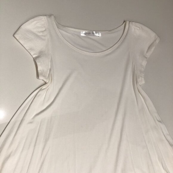 Kourbela Knitwear Scoop Neck Cap Sleeve Flowy Dress in White Size S - Picture 3 of 9